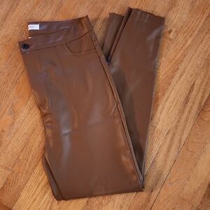 Vibrant Brown Faux Leather Pants